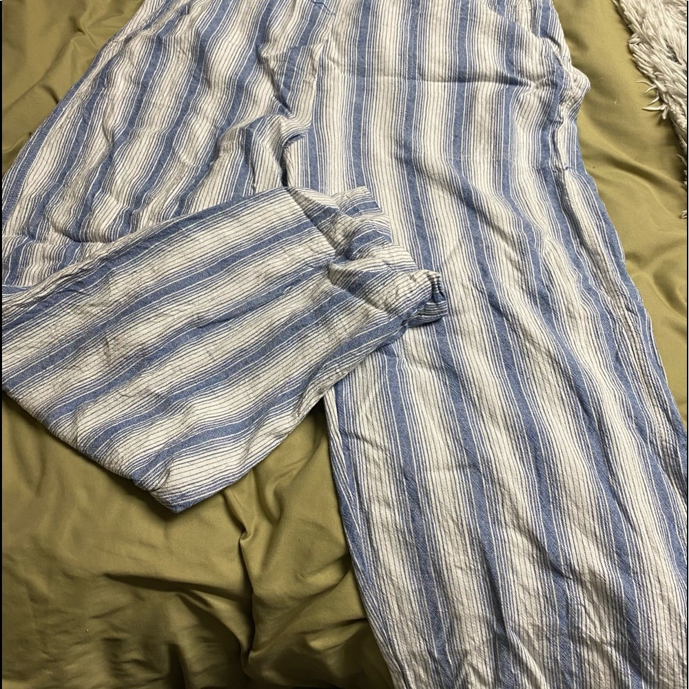 Blue and white flowy pants 2X